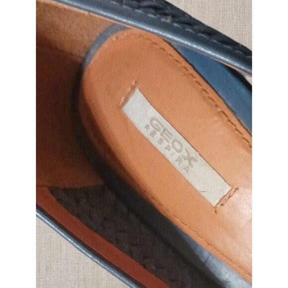 Geox Respira Womens Blue Leather Bow Detail Woven Pattern High Heels size 38.5 - Picture 6 of 13